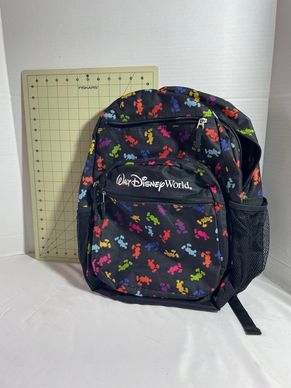 Disney Black Backpack with Multicolor Mickey Silhouettes